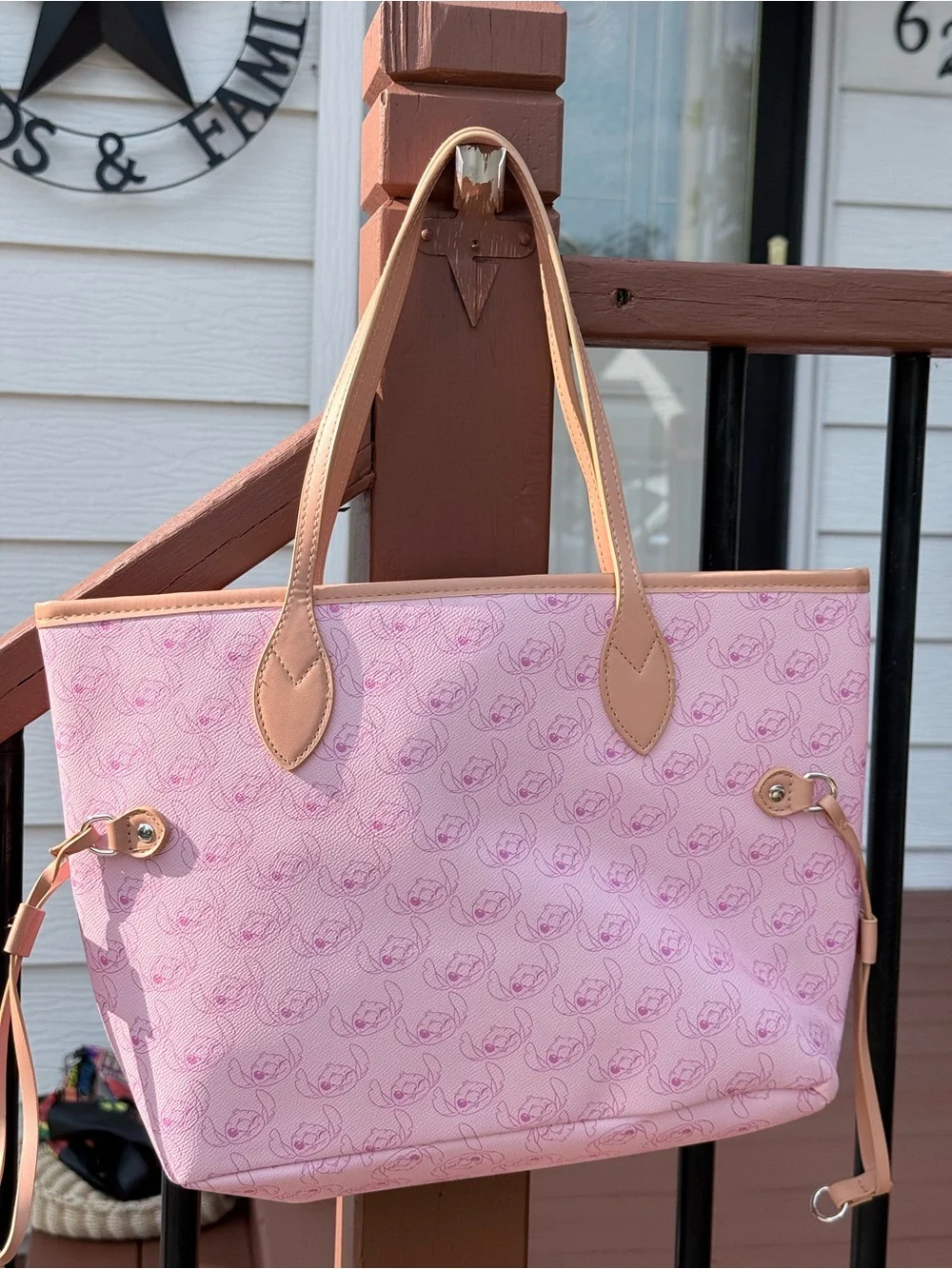 Disney Pink Stitch Tote with Tan Trim - NWT
